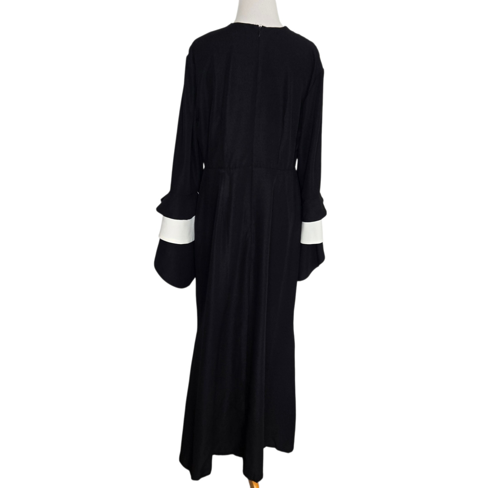 Annah Hariri Women Classic Modest Black Dress Bell Sleeve Chic Modern Long 12 — image 3 of 8